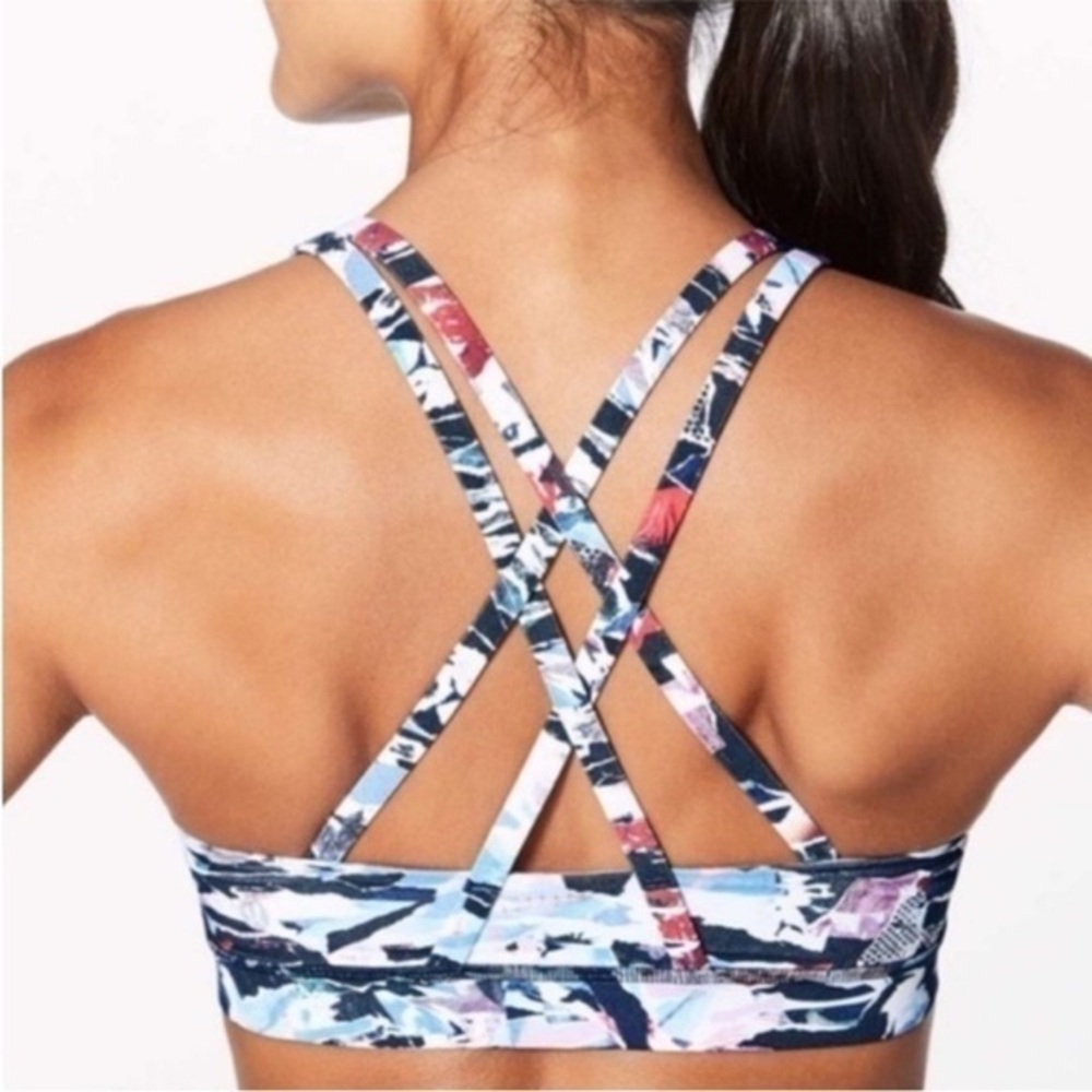 lululemon Abstract Print Energy Bra Culture Clash Multi Black No pads EUC